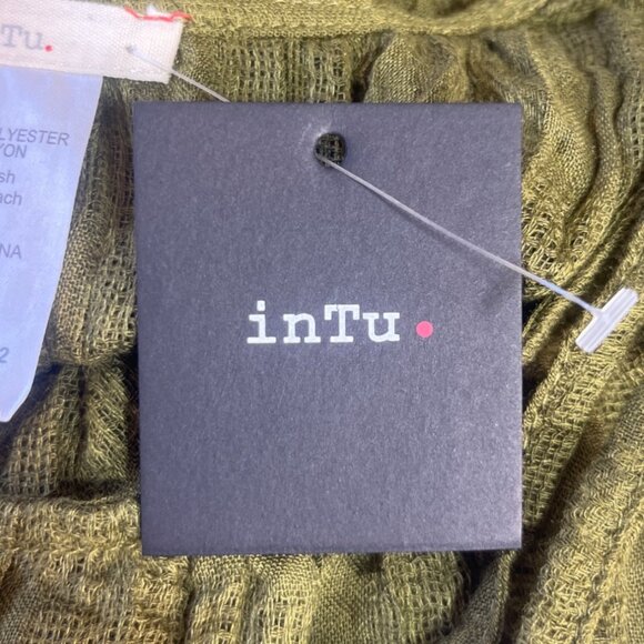 InTu Bell Sleeve Top Cold Shoulder Womens Small Olive Green New - Picture 6 of 6